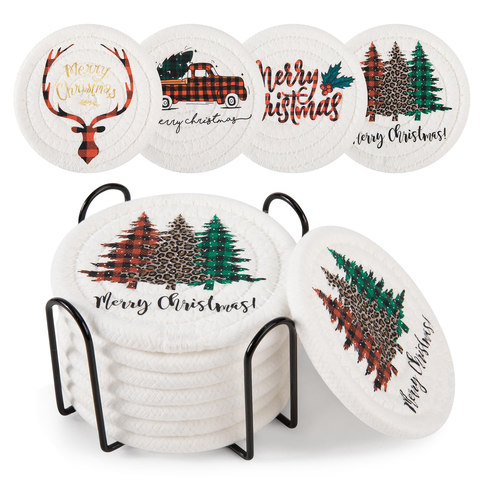 Yellow Cotton Coasters with Holder - Protect Your Table! -15 Yellow Cotton Coasters with Holder - Protect Your Table! -15
