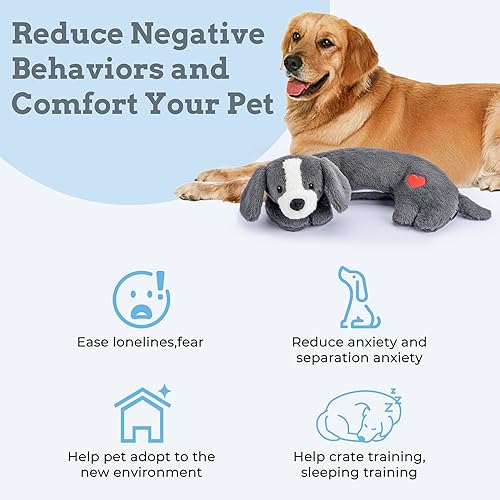 Miniatura 10 de Heartbeat - Juguete de peluche para cachorros con latido del corazón para ayudar a calmar el perro, juguete para aliviar la ansiedad de las