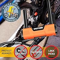 Vista 3 de Candado en U para bicicleta Sigtuna, resistente a cortes, antirrobo resistente con cable de 4 pies/3.9 ft, cerradura de bicicleta fabricada en acero