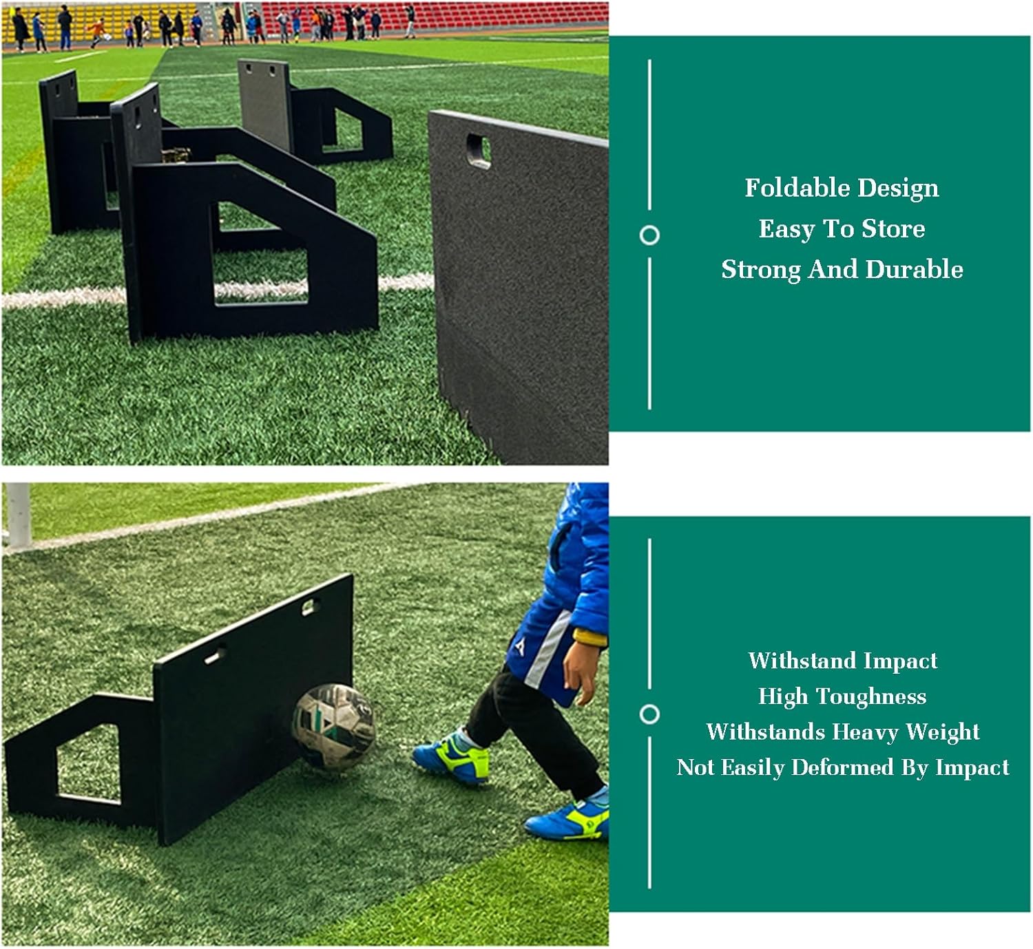 Station Football Rebound Board,Portable Dual Surface Football Rebounder,Impact Resistant Soccer Training Wall,for Passing and Control Skills Training