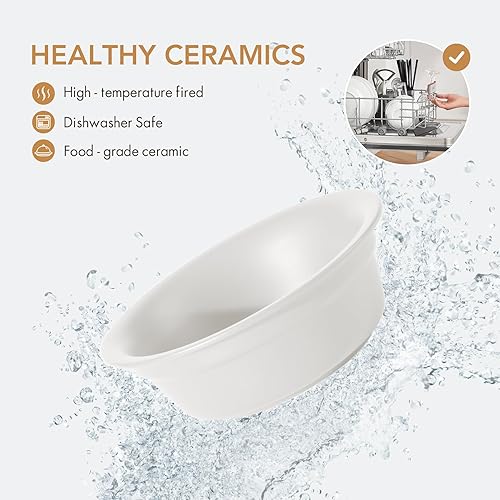 Miniatura 3 de Juego de 2 cuencos de cerámica de 7.1 pulgadas para perros medianos y grandes, 2 platos básicos de comida y agua para reemplazo, apertura ancha con