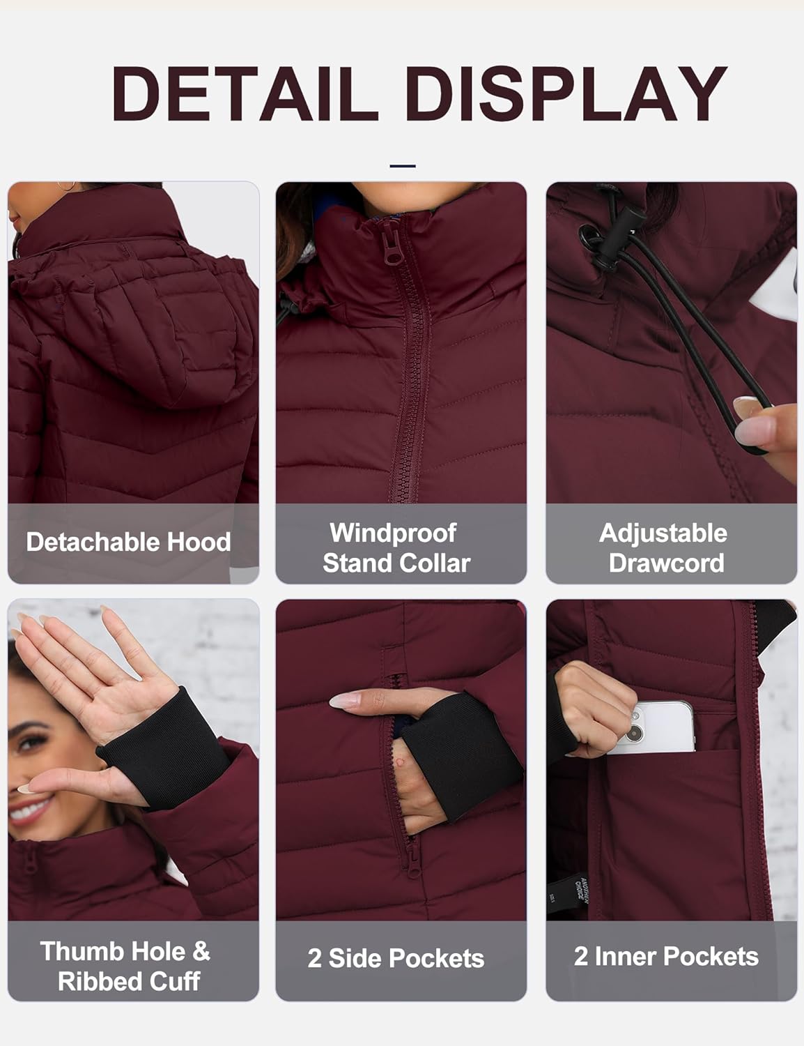 ANOTHER CHOICE Womens Packable Puffer Jacket, Lightweight Puffer Coat with Hood Winter Puffy Jacket for Women - Image 5