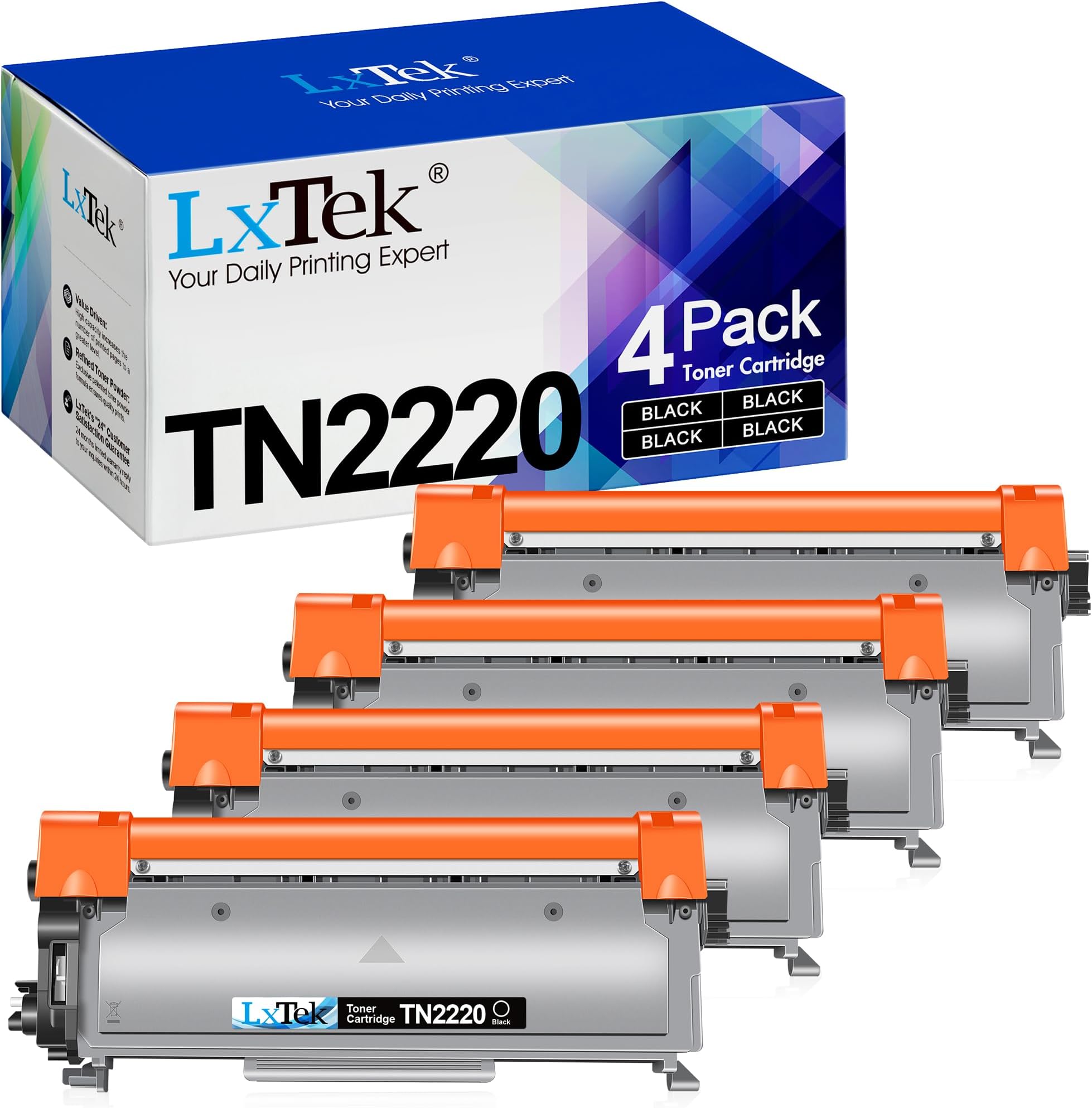 LxTek TN2220 TN-2220 Toner Compatible with Brother TN2220 TN 2220 for Brother MFC-7360N HL-2130 FAX-2840 HL-2240 HL-2250DN HL-2135W MFC-7460DN MFC-7860DW DCP-7055 DCP-7055W DCP-7055W DCP-7065DN (4