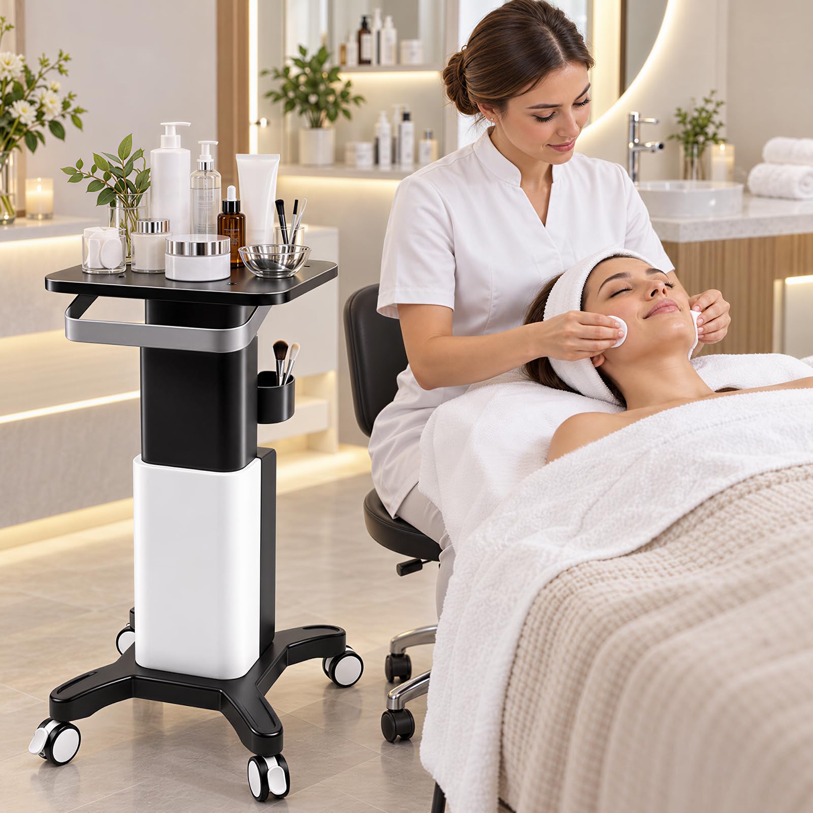 EBANKU Carro con Ruedas para salón de Belleza, Carrito con Ruedas para SPA, Carrito rodante para Almacenamiento de Instrumentos de Belleza