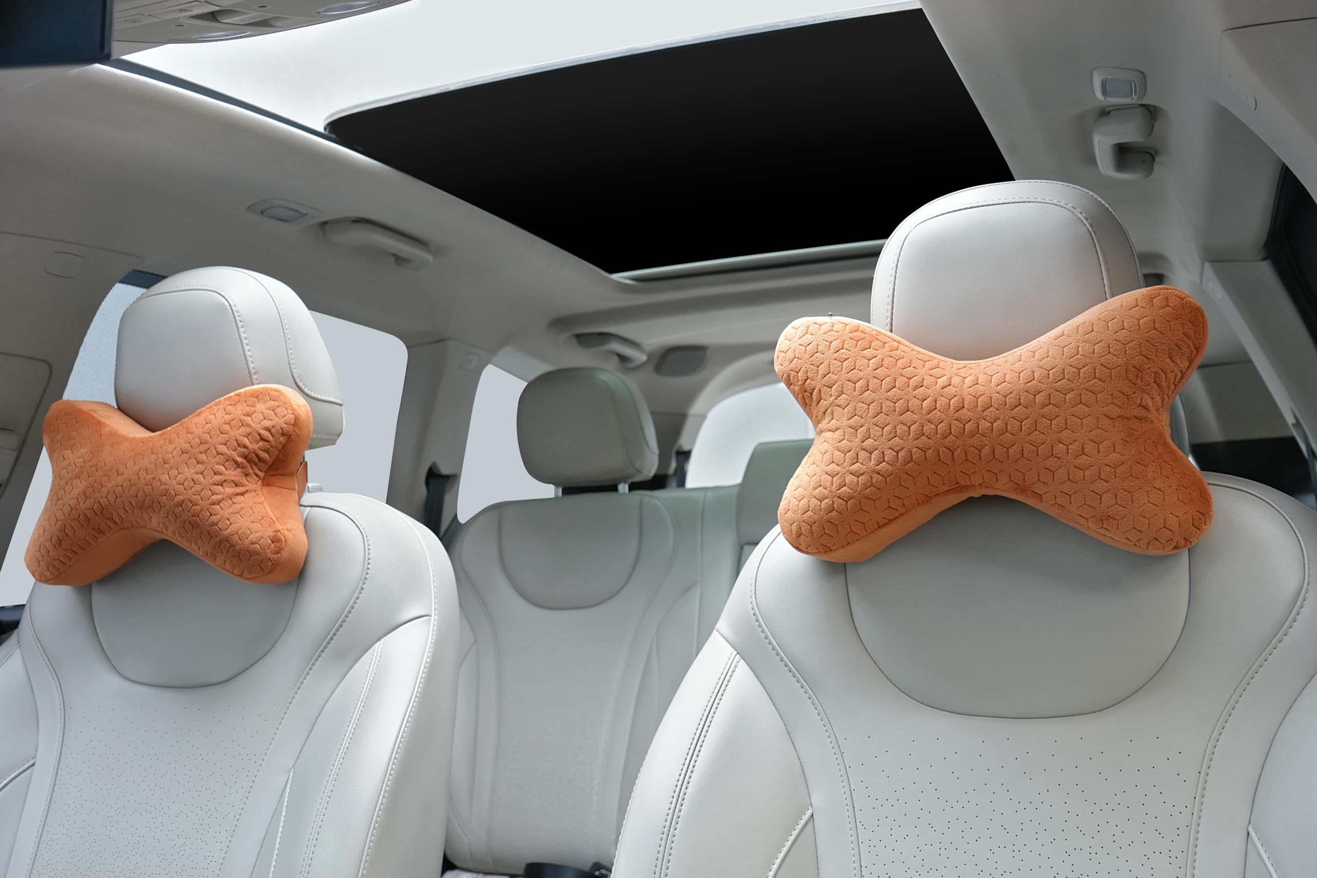 AutoFurnish Plush Car Neck Rest Pillow | Ultrasoft Memory Foam Pillow for Comfortable Car Rides | Superior Neck Support Cushion | Relieves Neck Pain & Improves Posture | Washable Velvet Cover | 2