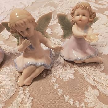 Amazon.co.jp: 天使 置物 陶器 エンジェル アンティーク Fu Dong 4体
