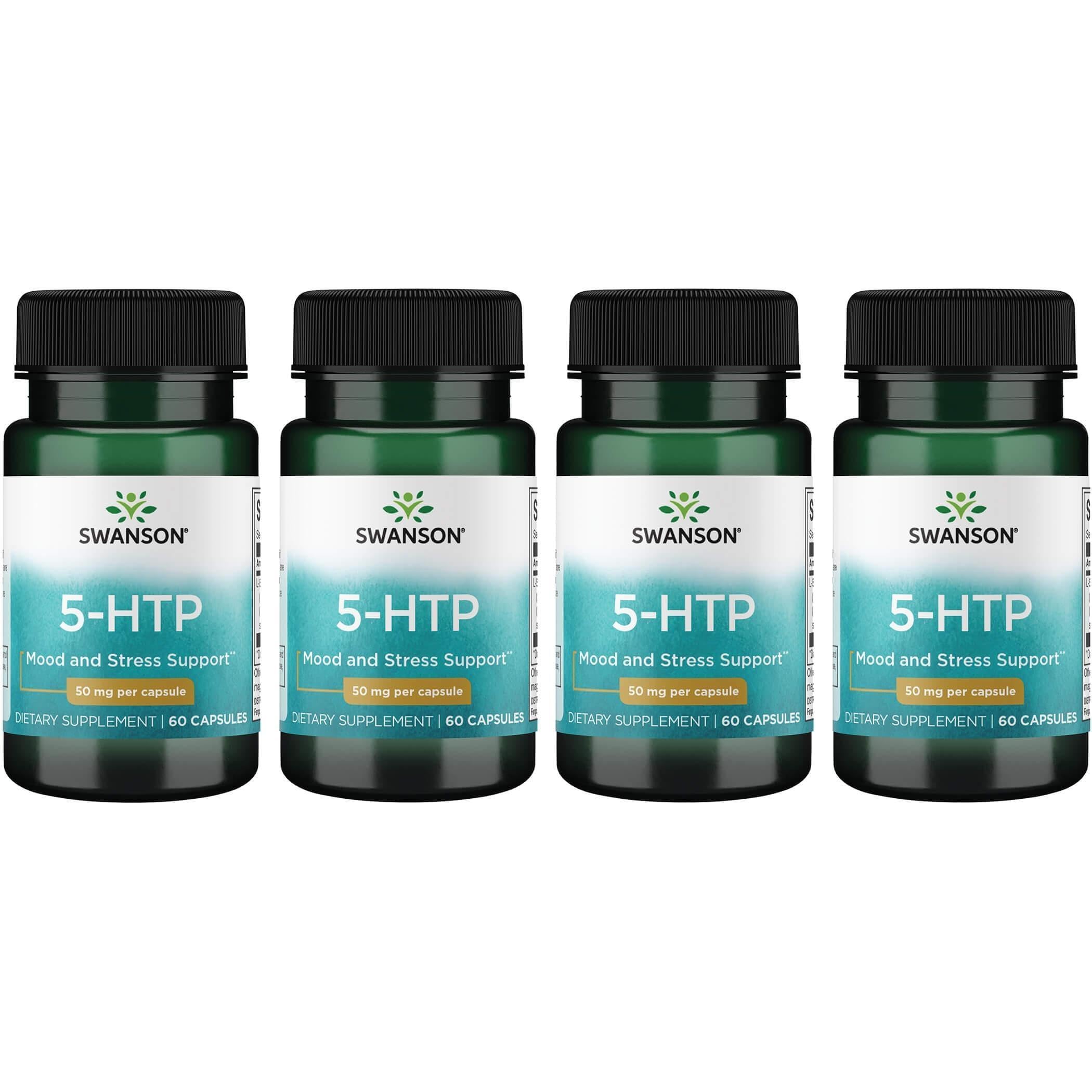 Swanson Premium Amino Acid 5-Htp 50 mg, 60 Capsules, 4 Pack 60 Count (Pack of 4)