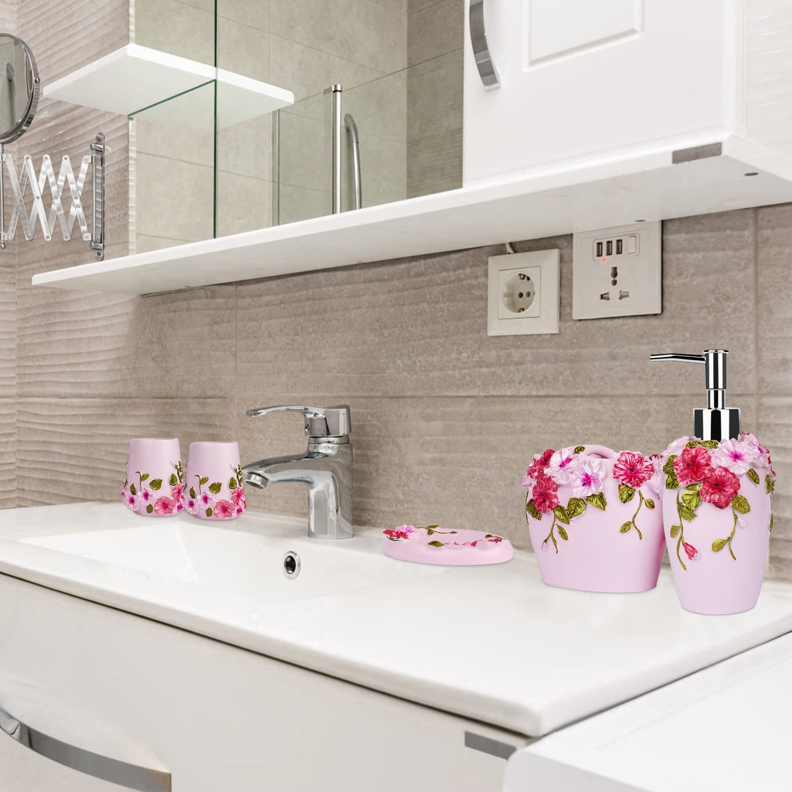 Set accessori bagno, set decorazioni bagno in plastica 4 pezzi, portaspazzolino, portasapone, portasapone | Leroy Merlin