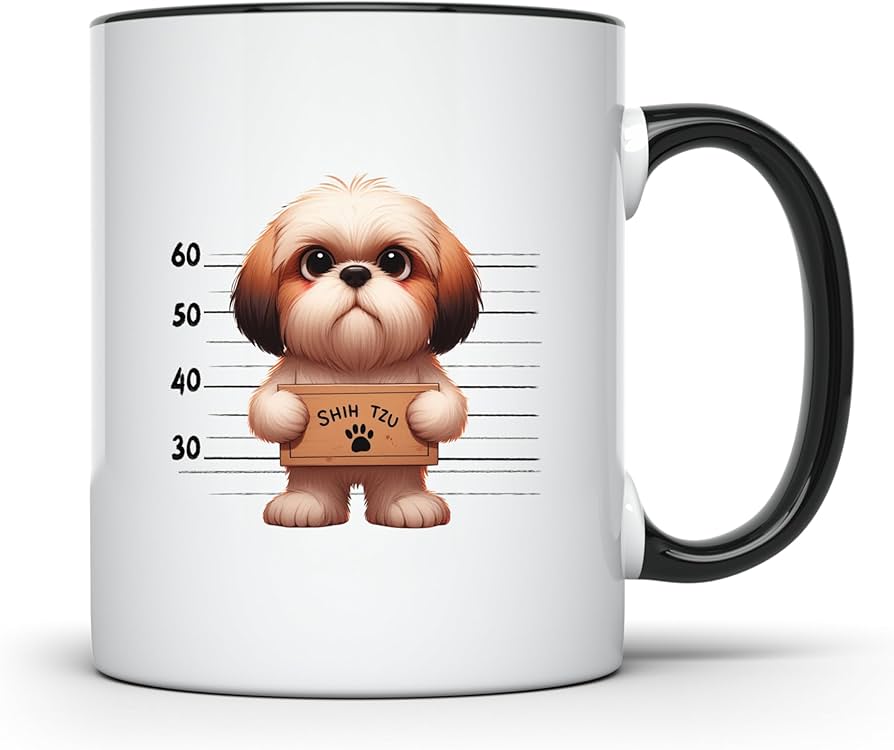 Amazon.com: CREWSCREATIONS Shih Tzu Mugshot Jail Puppies Black