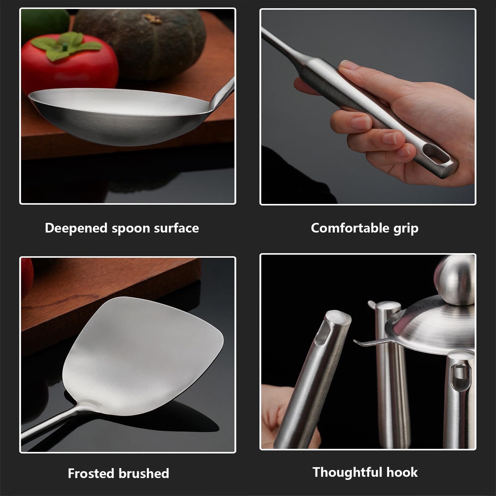 Generisch Küchen Kochutensilien Set Edelstahl 304 mit Utensilienhalter, hitzebeständig und spülmaschinenfest, ideal für die Zubereitung und Aufbewahrung von Kochbesteck