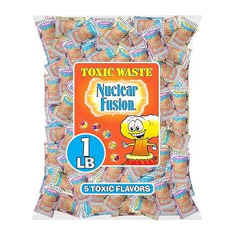 Toxic Waste Nuclear Fusion Sour Candy, Dual Flavor, 1 lb Bag | 5 dual-flavor fusion combos in a resealable bag. Bold double sour kick, great for sharing or stocking up.