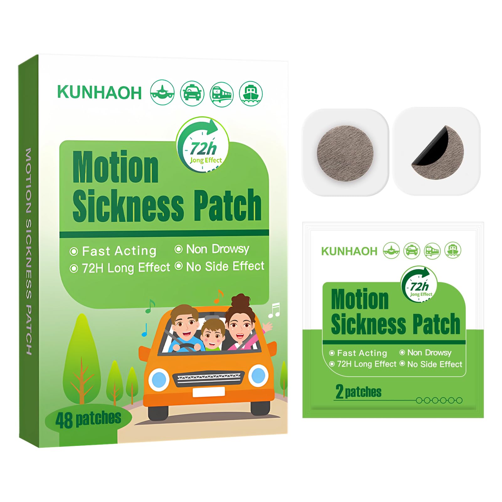 Motion Sickness Patches, Sea Sickness Patch with Waterproof and Non Drowsy 48 Count