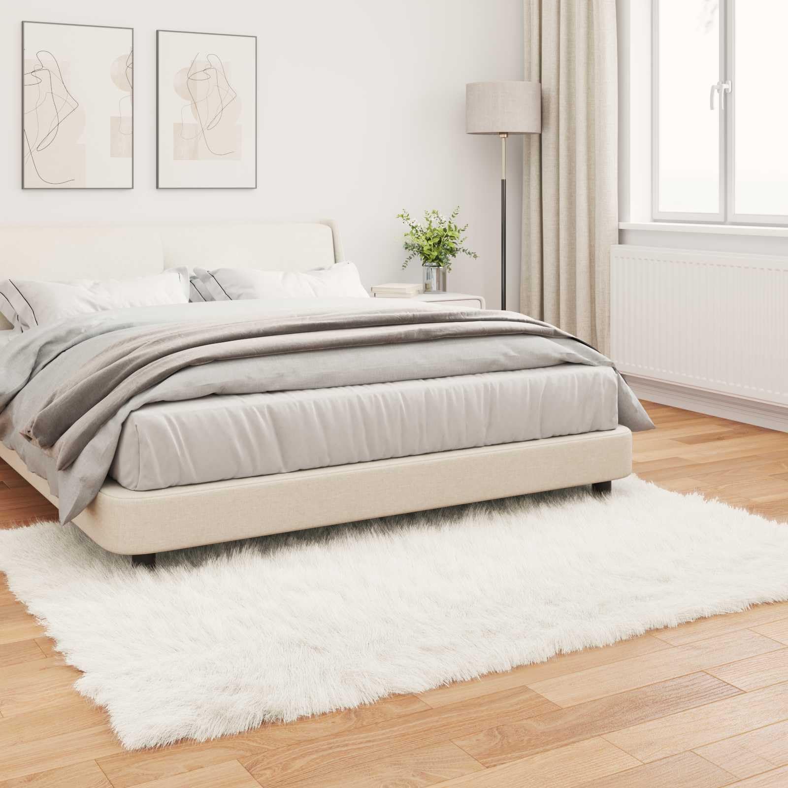 Kunstschaffell Teppich Tafalla Weiß 160x230 cm, 6 cm Florhöhe, Polyester modern und kuschelig, robuste Wohndeko for Living Room, Schlafzimmer & Flur