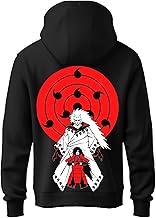Khakey Anime Hoodie for Boys Naruto Series Madara Uchiha Front and Back Printed Hoodies Hooded Sweatshirt Best Winter Wear