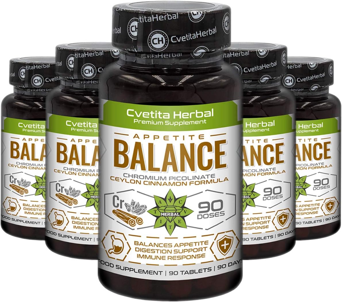 Appetite Balance | Ceylon Cinnamon 150mg | Chromium Picolinate 100mcg | 450 Tablets (1 Year and 3 Months Supply) | Premium Supplement to Aid Metabolism of Carbs and Sugar by Cvetita Herbal