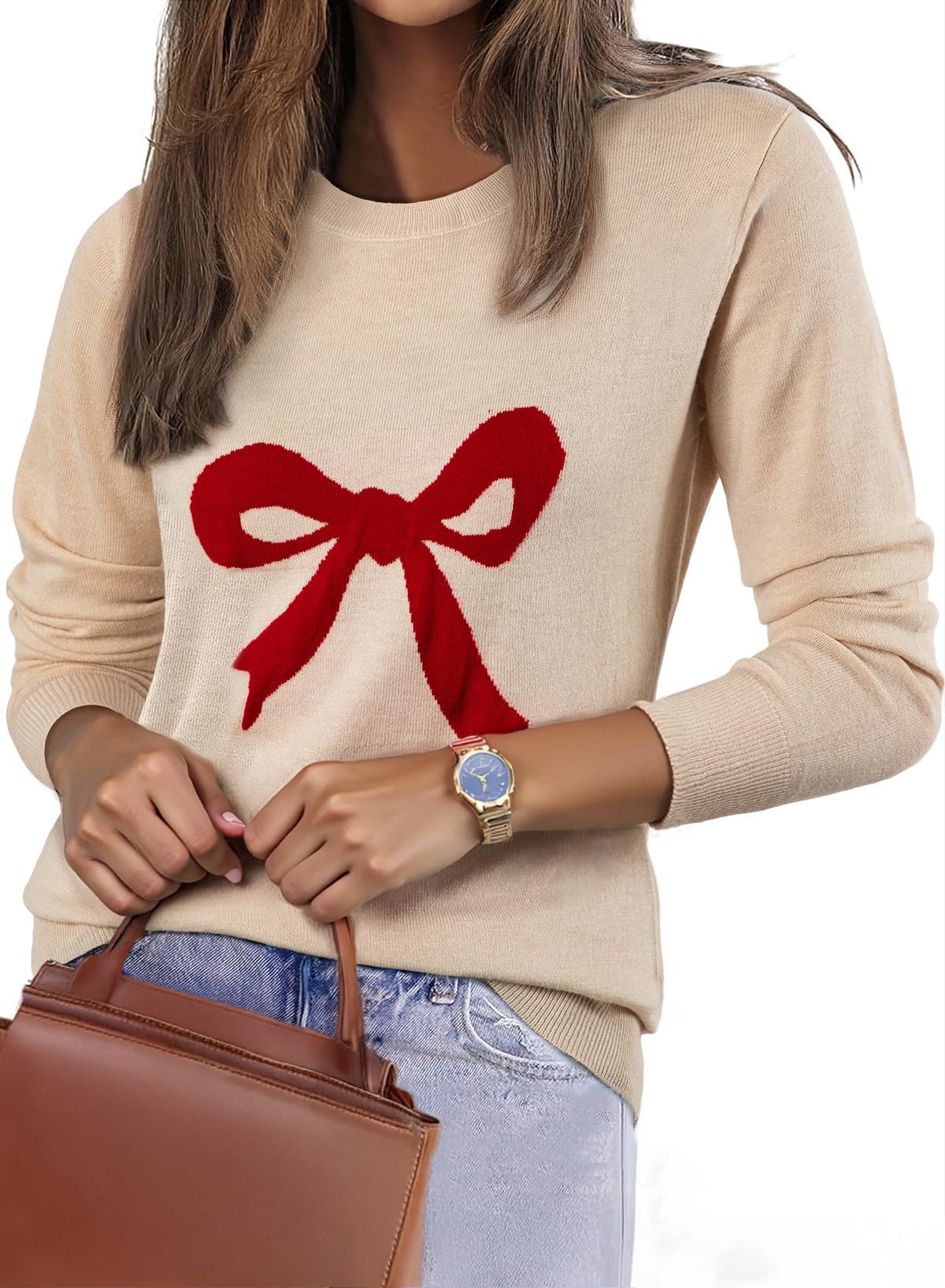 EVALESS Fall Sweaters for Women 2025 Trendy Wool Blend Sweaters Long Sleeve Crewneck Fall Outfits Pullover Sweater Tops
