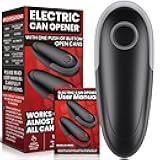 One Touch Electric Can Opener Fits All Can Sizes, Electric Can Openers for Kitchen Food Safe with Smooth Edge, Kitchen Gadgets Automatic Can Opener for Seniors, Arthritis and Chef（Black)