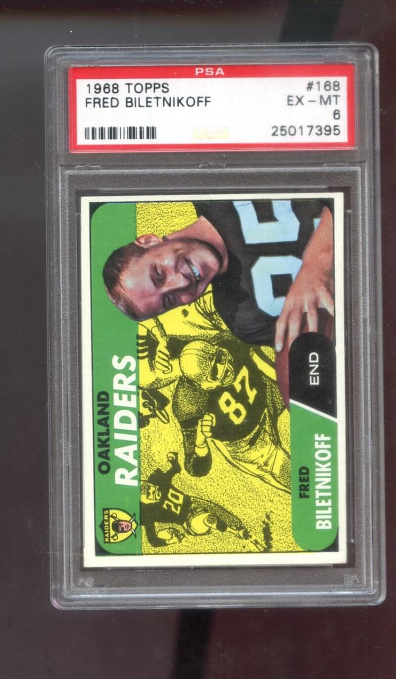 1968 Topps #168 Fred Biletnikoff PSA 6 Graded Football Card Oakland Raiders