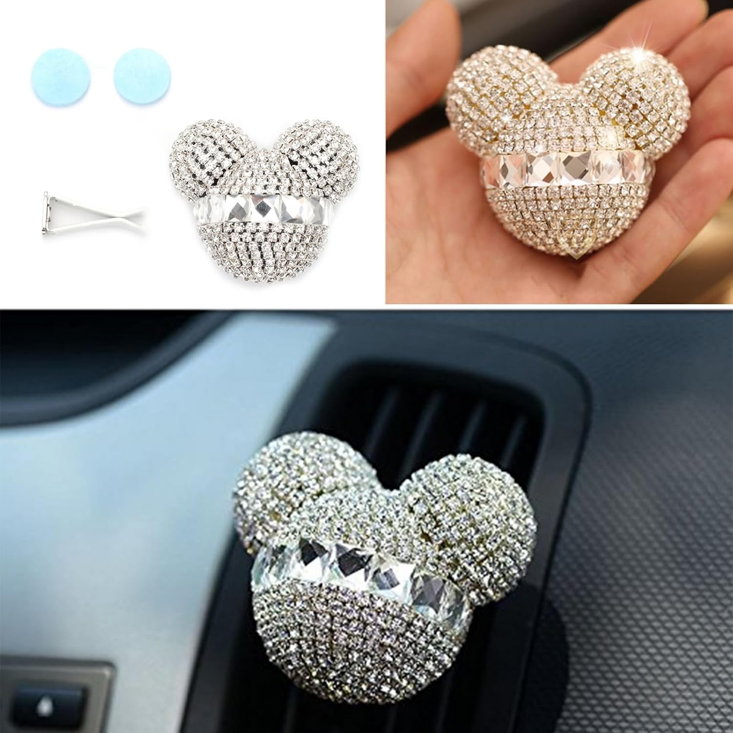 1 Pair Charm Auto Mouse Sparkling Car Fragrance Air Freshener Holder Auto Vent Perfume Diffuser image 3
