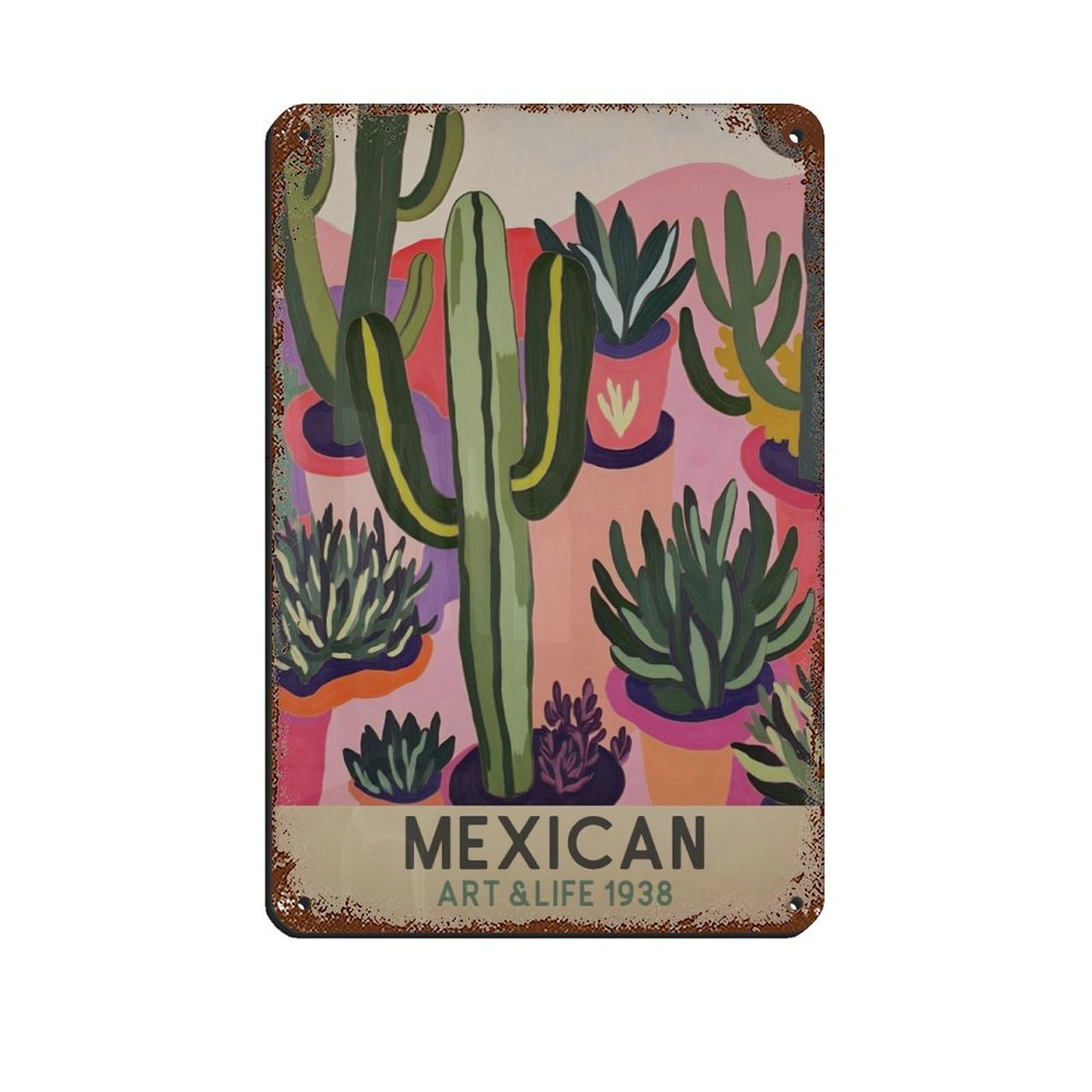 Mexican Art And Life Culture Exhibition Poster (2) Retro Poster Metal Tin Sign Chic Art Retro Iron Painting Bar People Cave Cafe Family Garage Poster Wall Decoration 8x12inch(20x30cm)