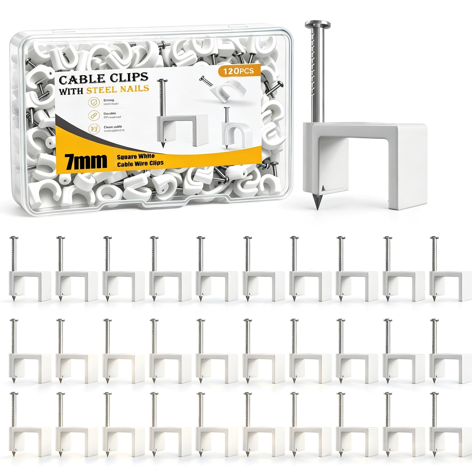 mxuteuk 100PCS Cable Clips with Steel Nails,10mm Round White Cable Wire Clips,Wall Clips for Cords,Cable Cord Clips for RG6 RG59 CAT6 RJ45 — Amazon image 12