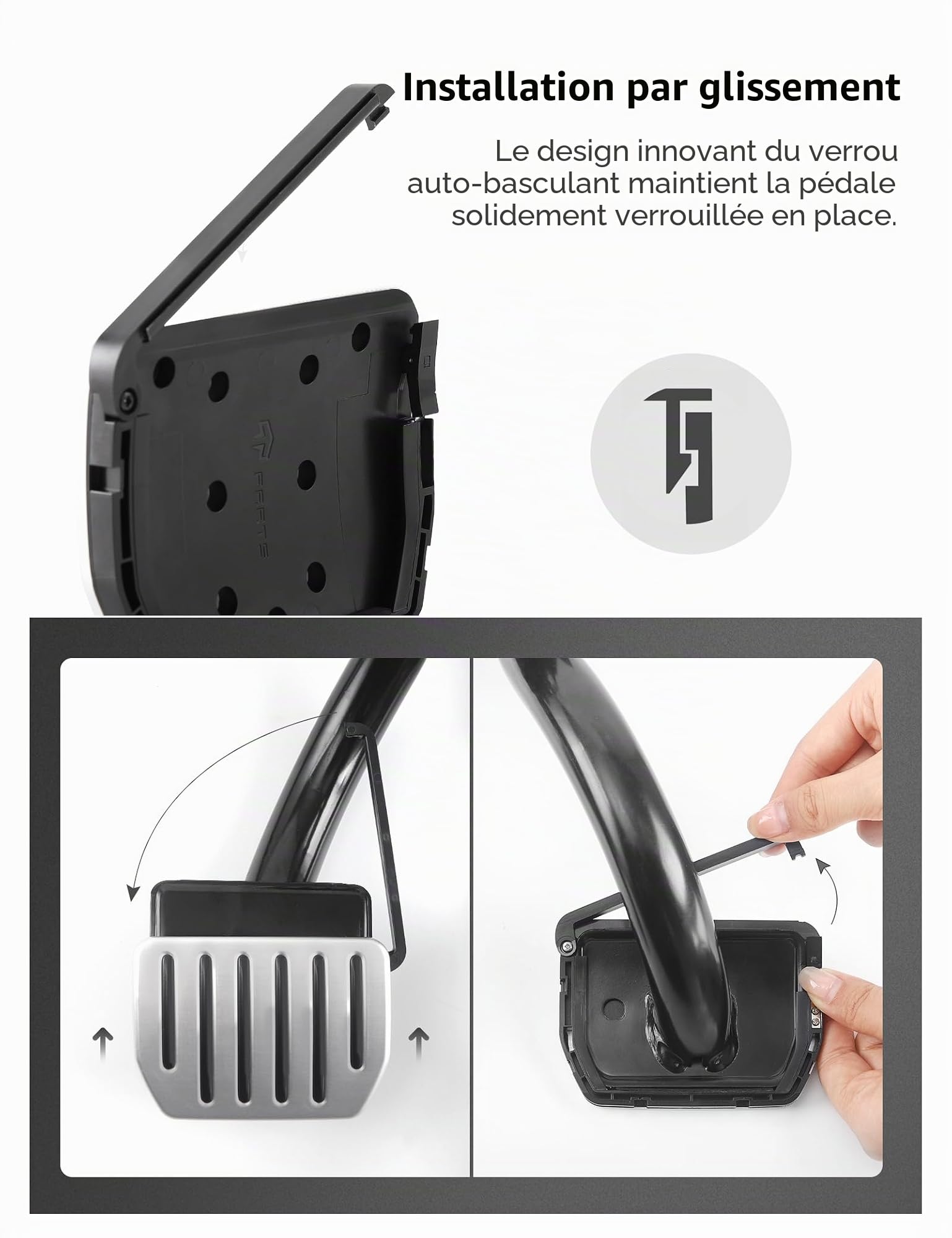 TPARTS Ensemble de pédales de Frein et d'accélérateur en Aluminium pour Tesla Model 3 Highland 2024+/Model Y Juniper 2025 + Accessoires de Protection antidérapants pour pédale de Rechange