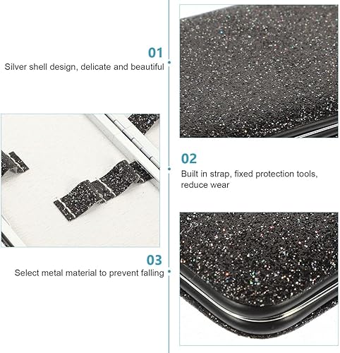 Miniatura 8 de Beautifu Box - Estuche de almacenamiento de maquillaje, organizador con pinzas para extensiones de pestañas, Negro -, Centímetro