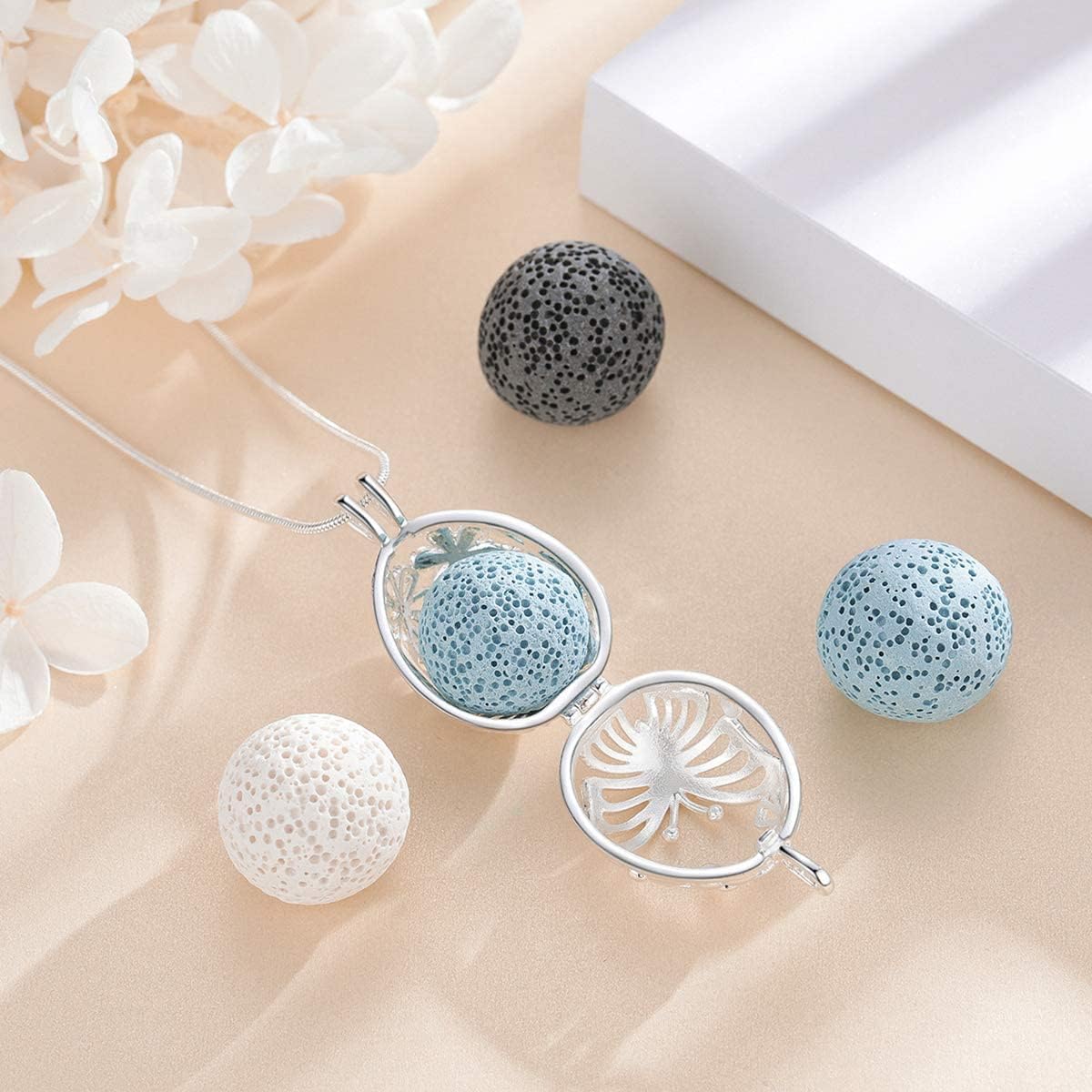 2 Pack Essential Oil Necklaces Diffuser for Women Aromatherapy Jewelry with Lava Rock Stones, Wise Owl & Elegant Dragonfly Pendant, 24" Chain