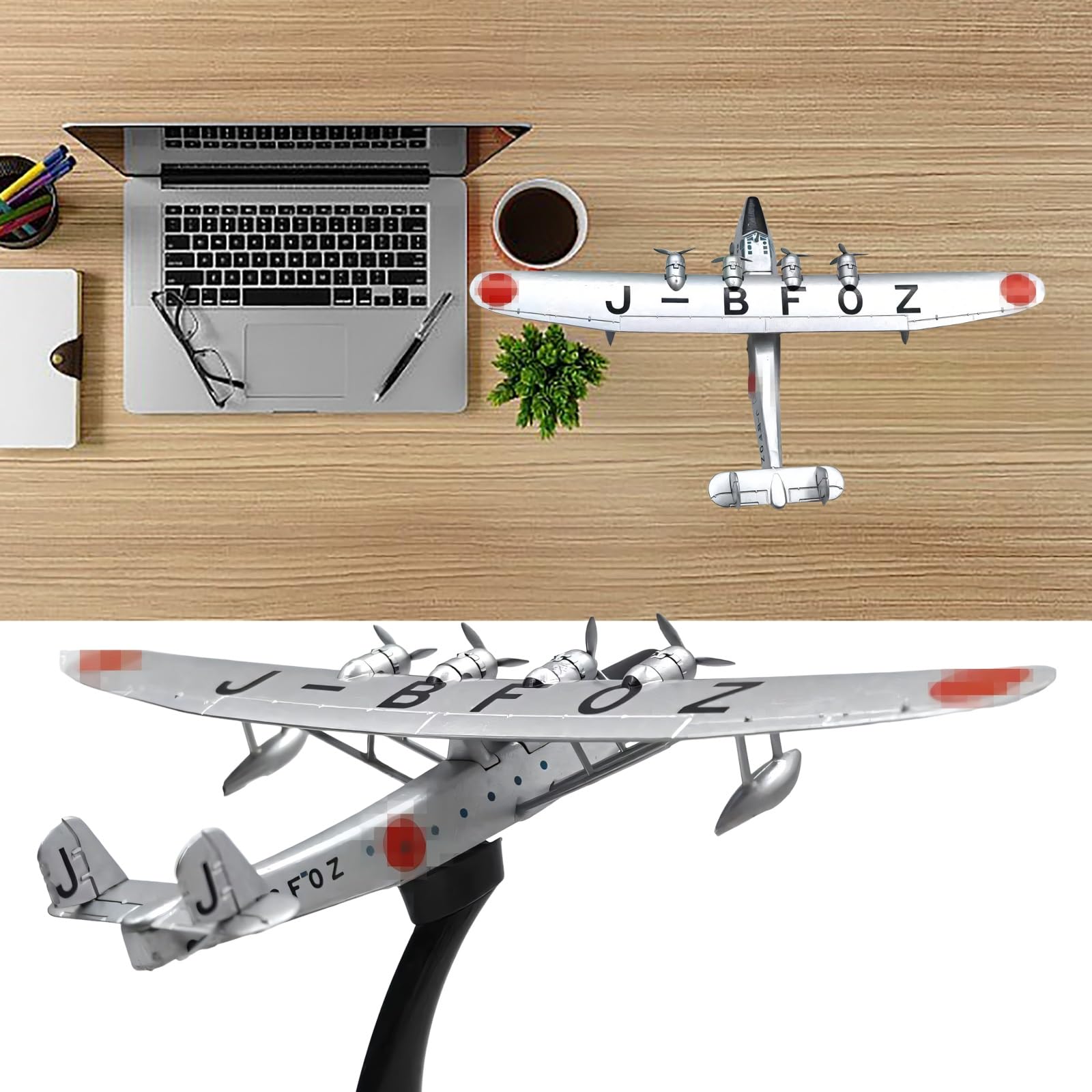 1:300 Japan Airlines J-BFOZ Modello di aeroplano in lega di metallo pressofuso con espositore, nessuna colla richiesta, da collezione for gli appassionati di aviazione, perfetto espositore