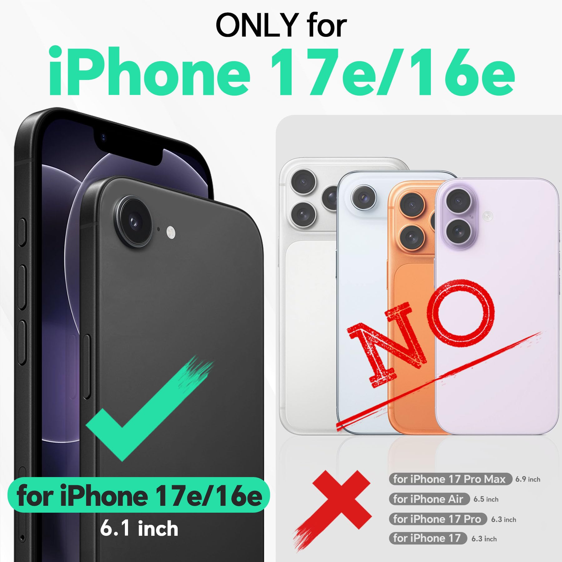 TUCCH Custodia per iPhone 17e, Cover Portafoglio per iPhone 16e [RFID Blocking] Custodia Pelle Sintetica TPU Antiurto, Supporto Slot Schede Protezione Integrale per iPhone 17e/16e 5G (6,1") - Nero