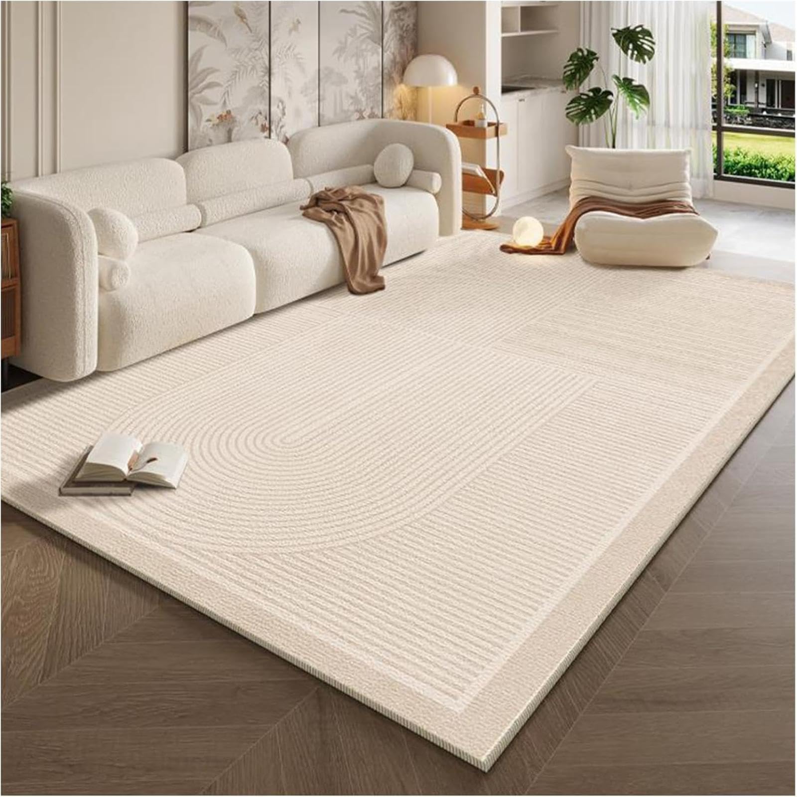 Tapis en velours cristal crème 140x200 cm SJR-11 pour salon et bureau