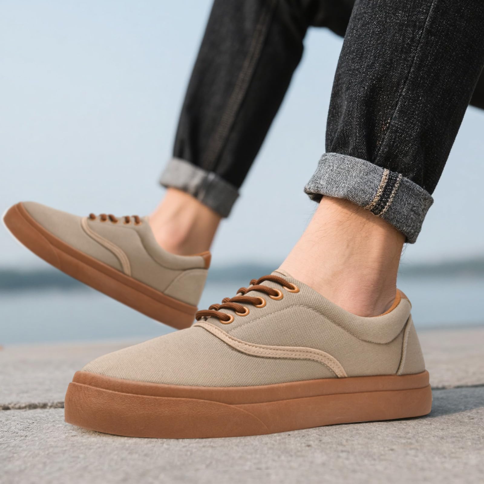 sharllen Herren Canvas Sneaker Low Top Stoffschuhe Leicht Mode Turnschuhe
