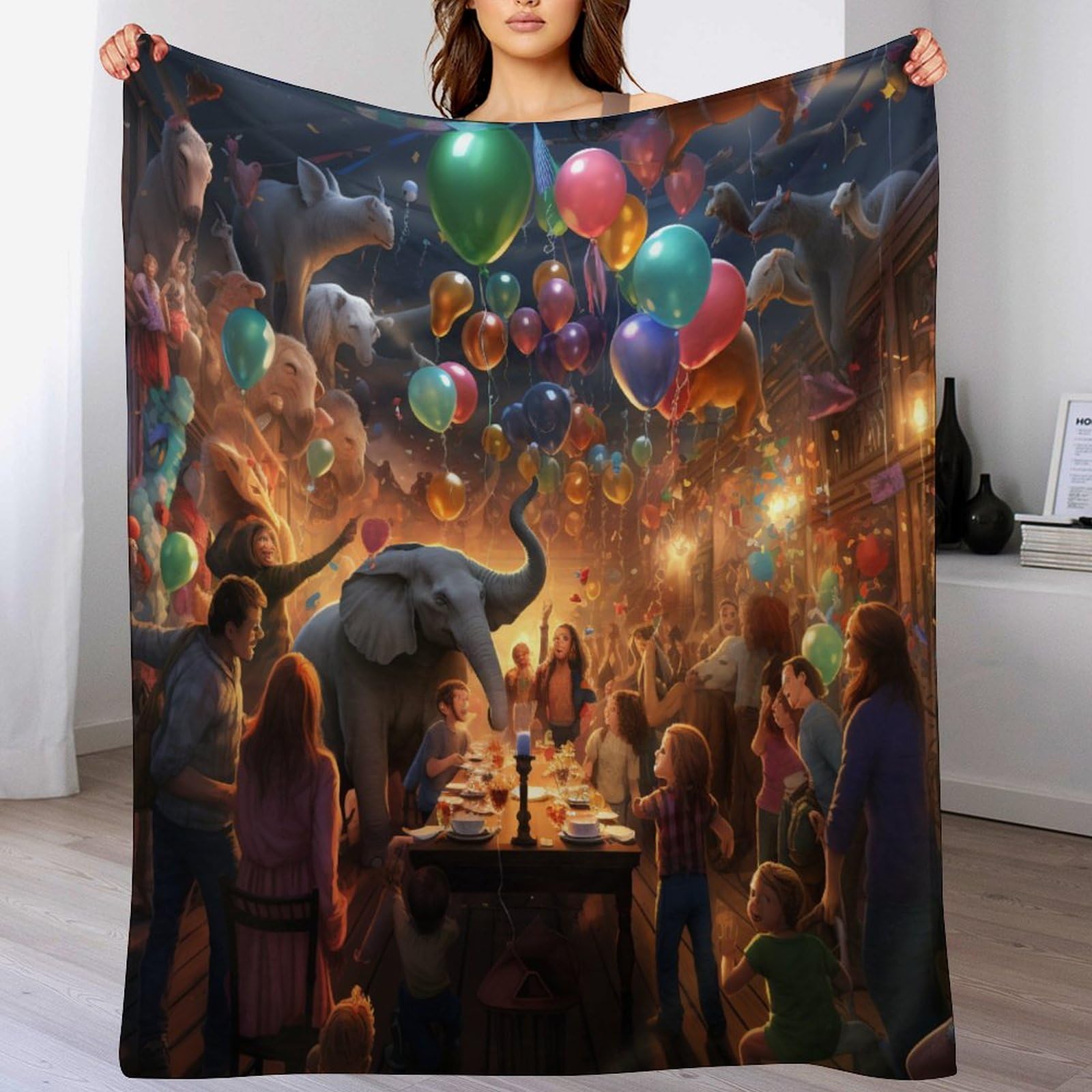 Plaid en polaire Fête des Animaux 100x130cm, le cadeau idéal pour enfant