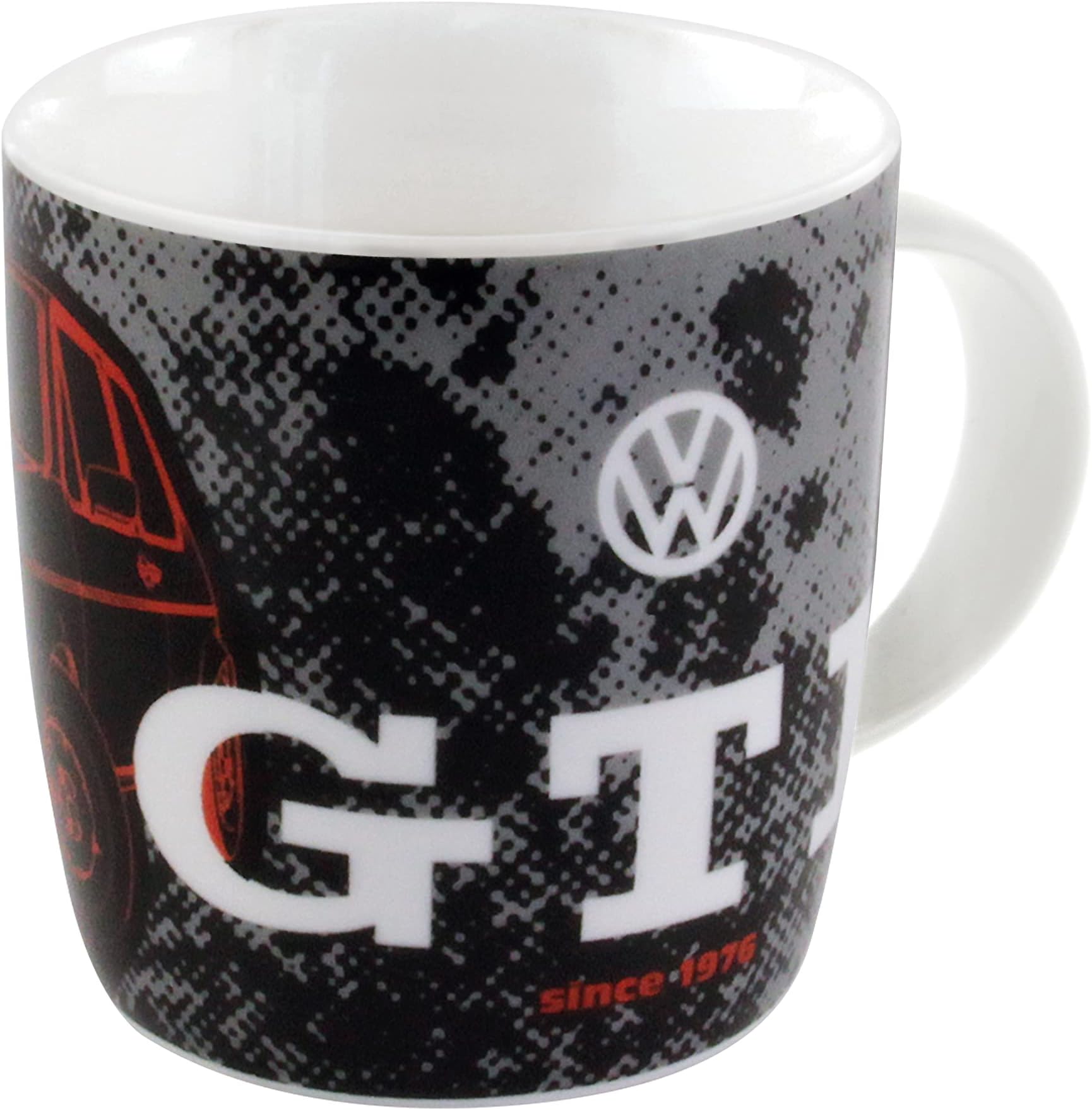 VW Collection - Volkswagen Ceramic Coffee-Tea-Cappuccino Mug Cup in GTI Golf Design (370 ml/12.5 fl oz/GTI Front/Black)
