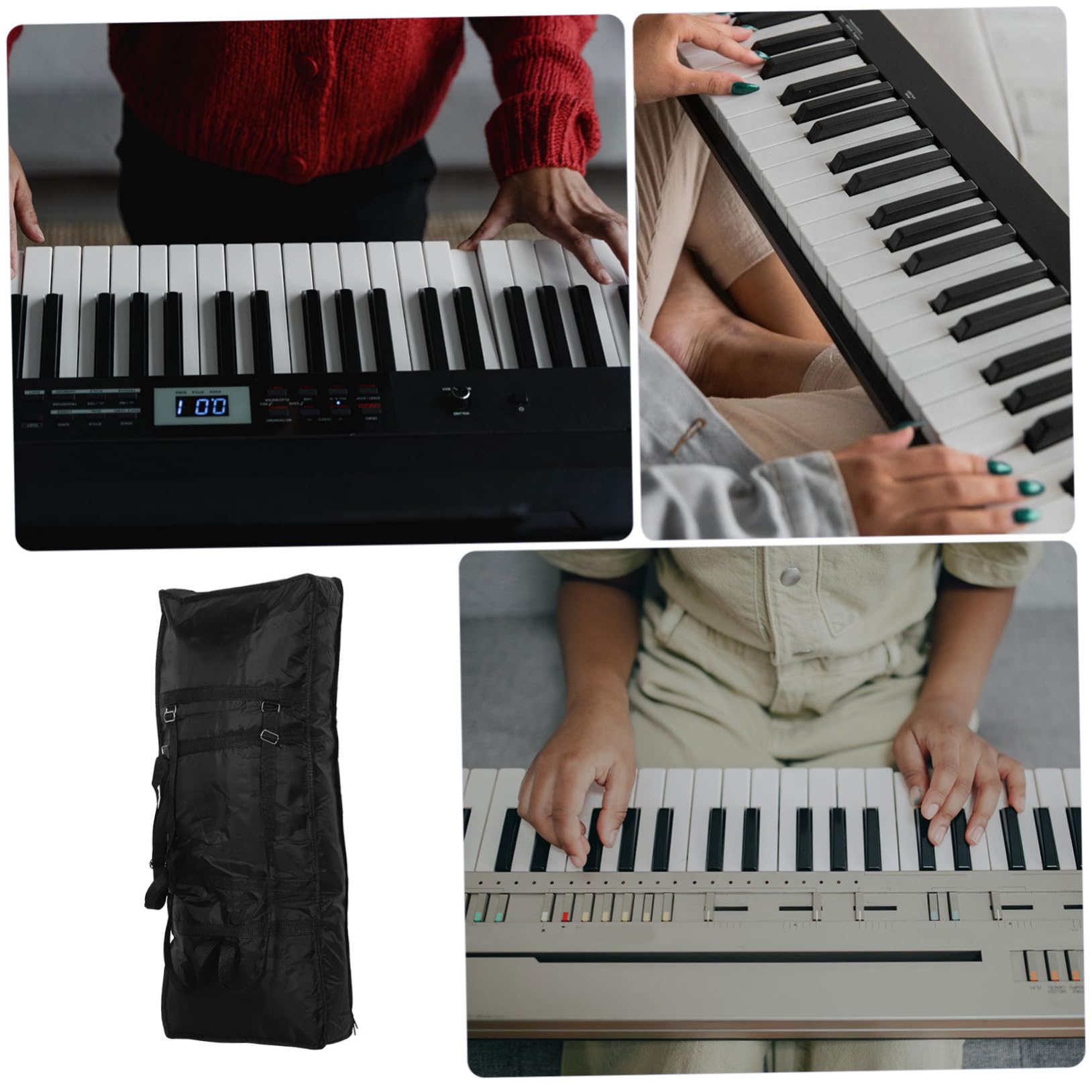 Borsa Spessa e Elettronica Tasti Oxford 61 Tastiera Imbottitura Tracolle Doppie Regolabili Grande Capacità di Accessori