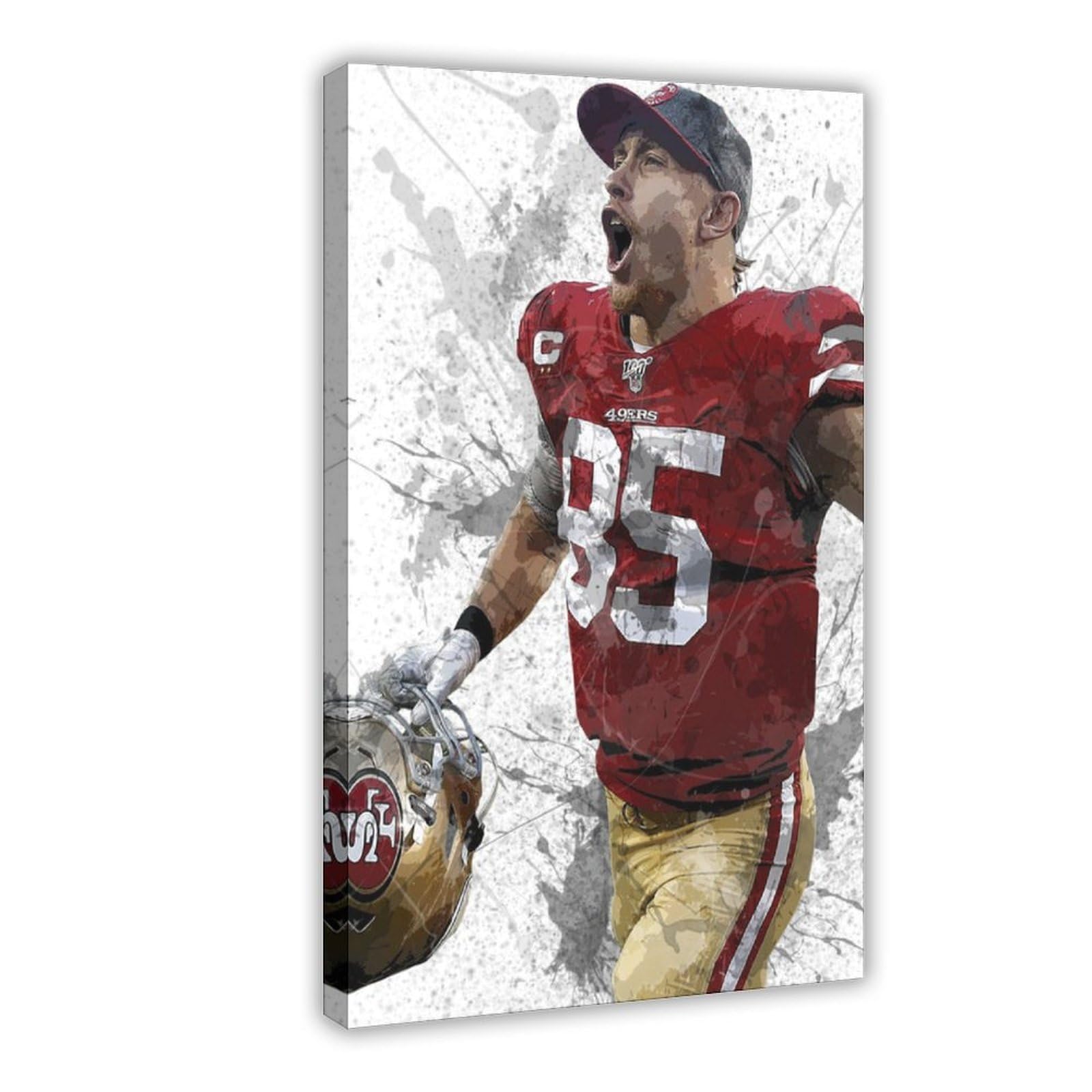 SYLaby George Kittle Rugby Player Poster414 Canvas Poster Wall Art Decor Print Picture Paintings for Living Room Bedroom Decoration Frame:24x36inch(60x90cm)