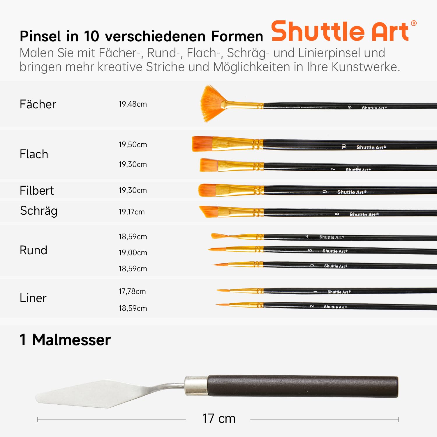 Shuttle Art 48 teiliges Acrylfarben Set, 30 Acryl Farben in Tuben(je 36ml) mit 10 Pinselset, 5 Leinwänden, 1 Spachtel, 1 Palette, 1 Schwamm, Künstlerqualität, für Glas, Stein, Tontöpfe, Holz geeignet