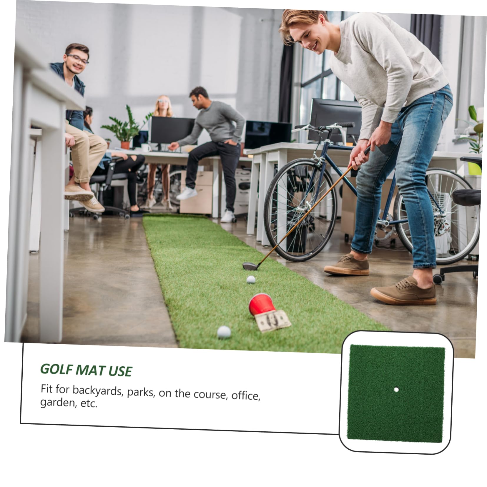 Toyvian Beginner Golfing Grass Pad Hitting Mat for Indoor Practice Portable Golf Training Aid with Realistic Texture for Home Use and Skill Development