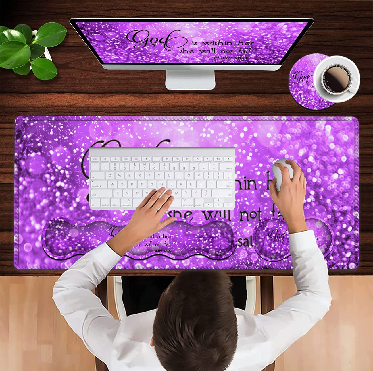 Purple Gaming Mouse Pad with Wrist Rest - FREE SHIPPING -4