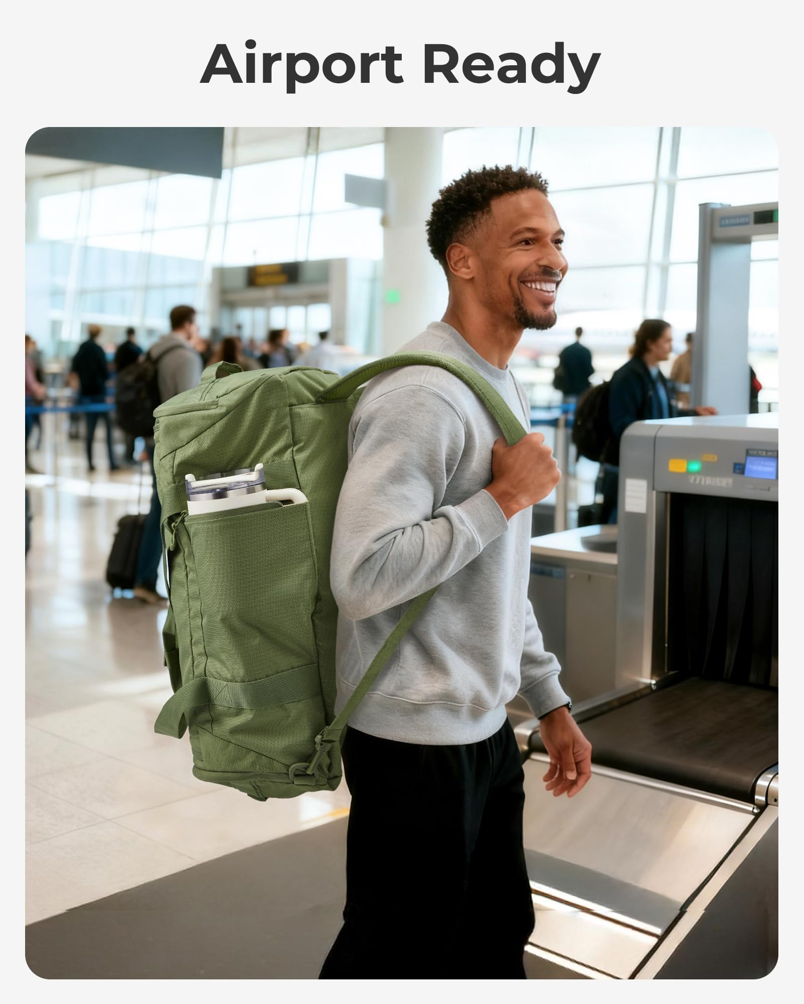 BAGSMART Bolsa de viaje de 42 l, compacta bolsa de deporte para hombre y mujer, bolsa de tela resistente para viajes, fitness y negocios, bolsa de equipaje de mano, Negro , 55 x 35 x 22 cm, Clásico