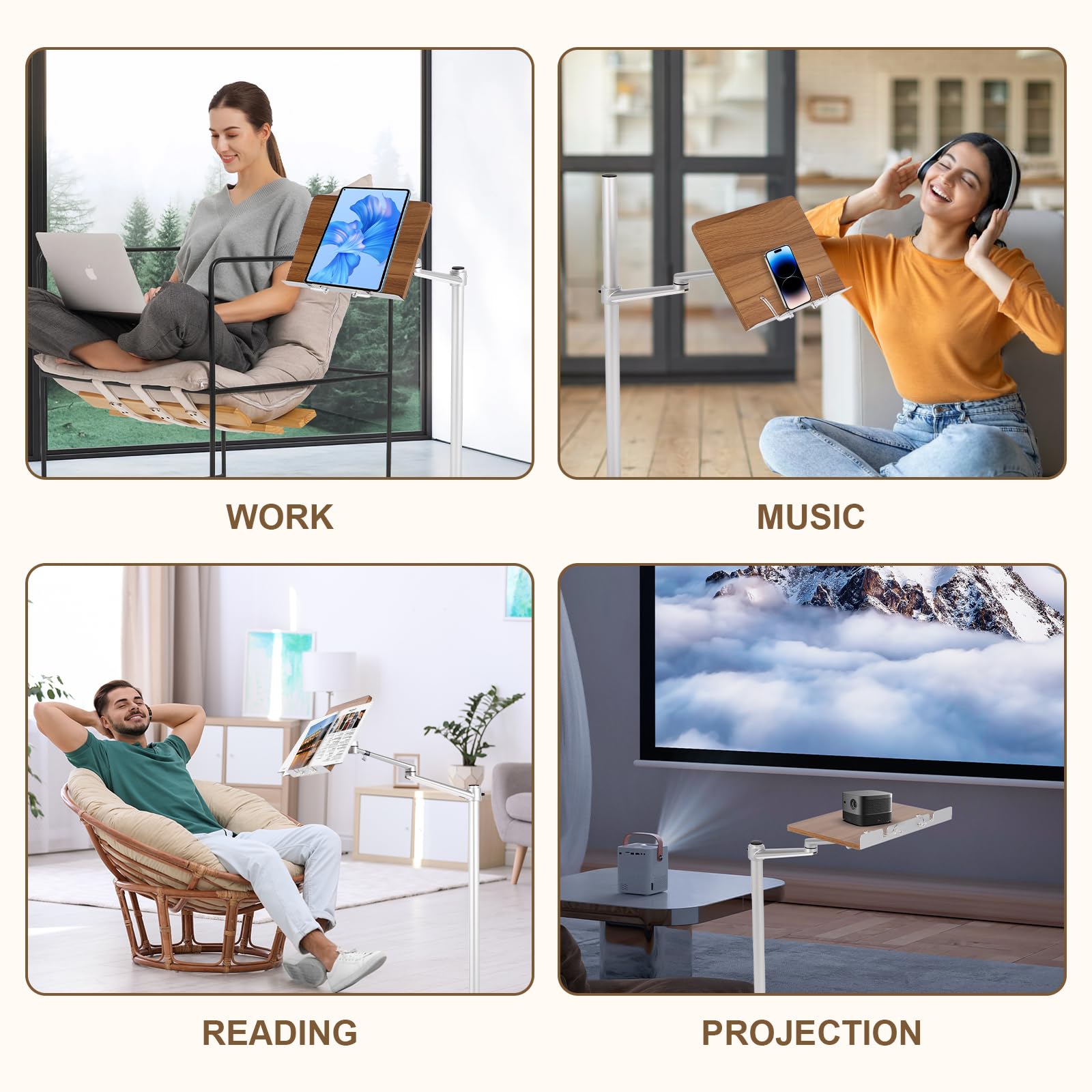 Soporte para libros, multiángulo, ajustable, para leer, leer manos libres con un clip elástico para libros, adecuado para leer/cocinar/usar en la oficina