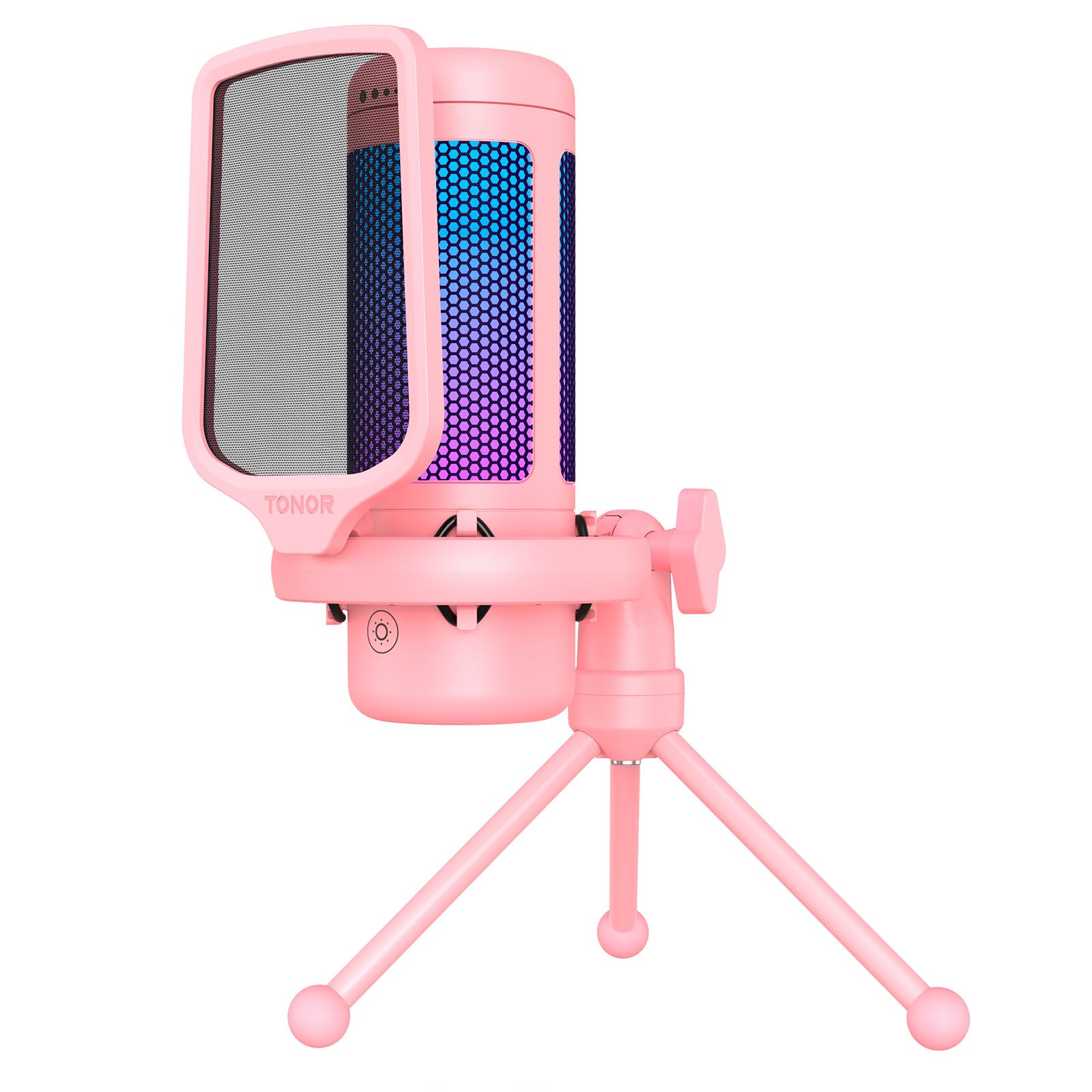 TONOR Gaming Microphone, USB Mic for PC, Adjustable Brightness and Modle RGB, Cardioid Condenser Mic with, One-Tap Mute, Gain Control, Streaming, Podcasting, Recording, PS4/5, Mac, TC310 Pink