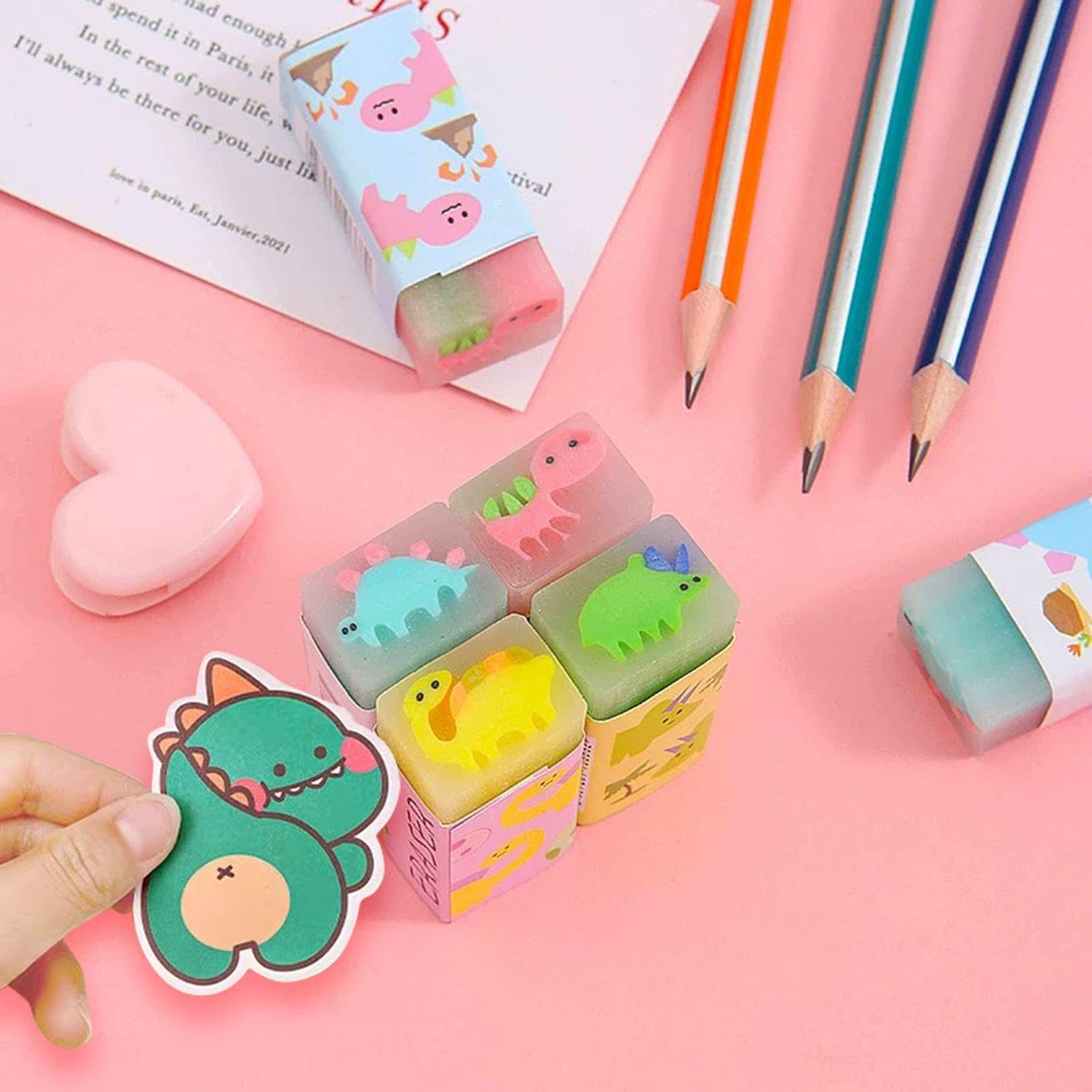 Gomma Per Dinosauri 8 Pezzi, Note Appiccicosi Dinosauro 2 Pezzi, Cartoleria Creativa Per Bambini
