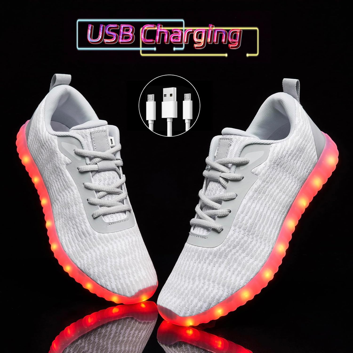 Light Up Shoes for Women Men, LED Sneakers USB Charging Unisex Adult Glow Party Cool Dancing Shoes - Image 6