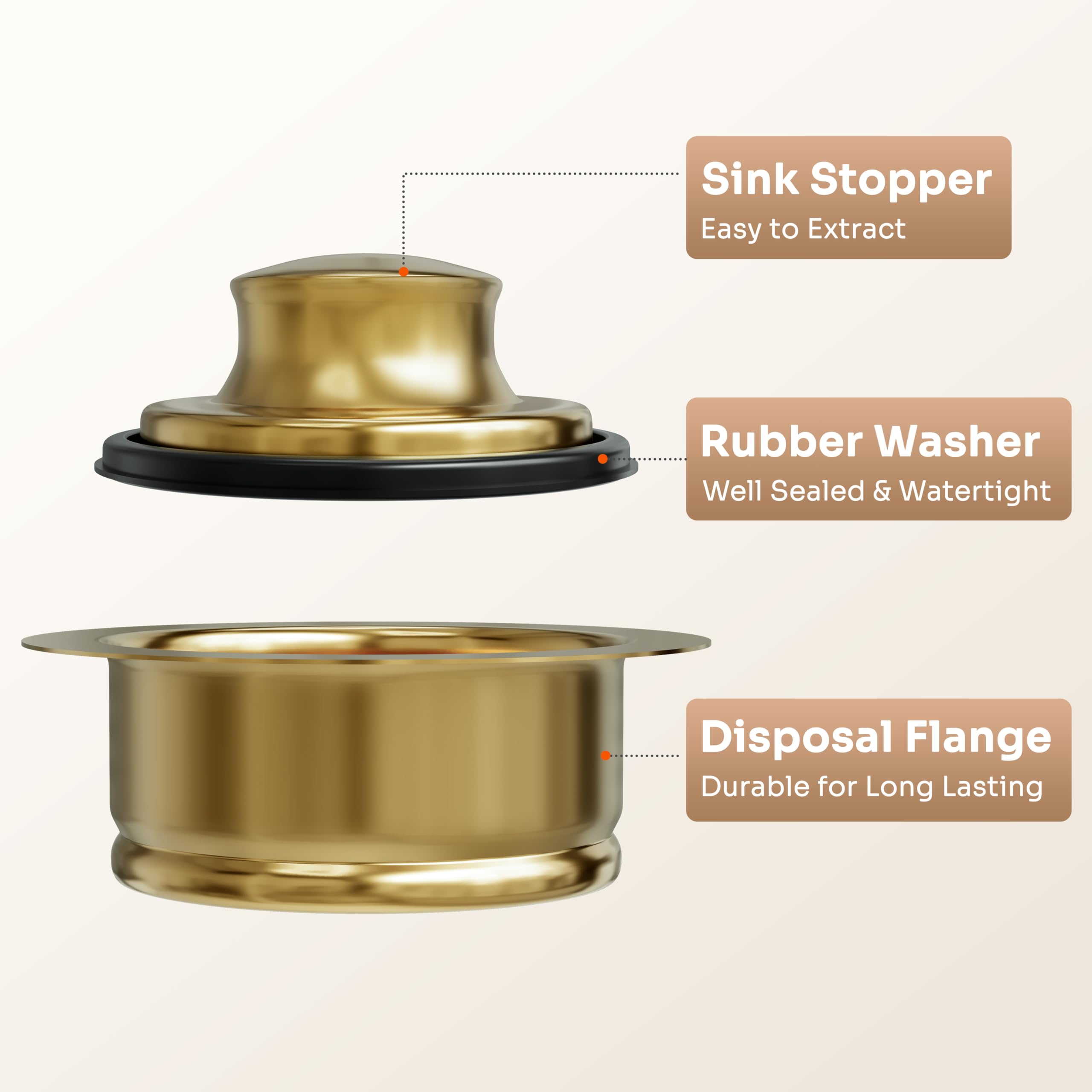 Brida y tapón de eliminación de basura para fregadero, brida universal de acero inoxidable, apto para agujero de drenaje estándar de fregadero de 3-1/2 pulgadas, kit de triturador de basura para