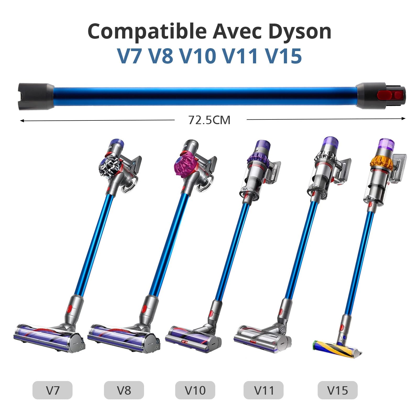 Cheerhom 1 x rura teleskopowa Quick Release sztywny pręt kompatybilny z Dyson V7 V8 V10 V11 V15 Stick Cleaners, niebieski