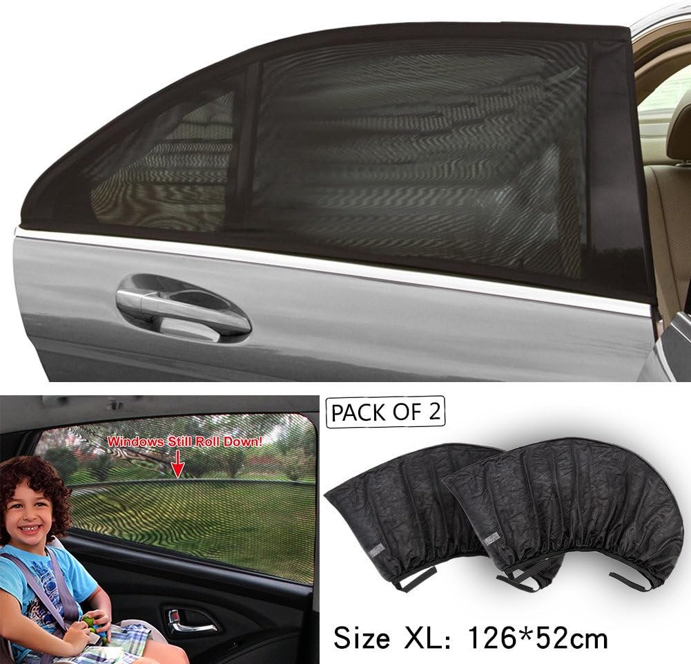 SmartSpec Universal Fit Car Rear/side Window Sun Shades Mesh UV Protection Baby Child Size XL 126x52cm