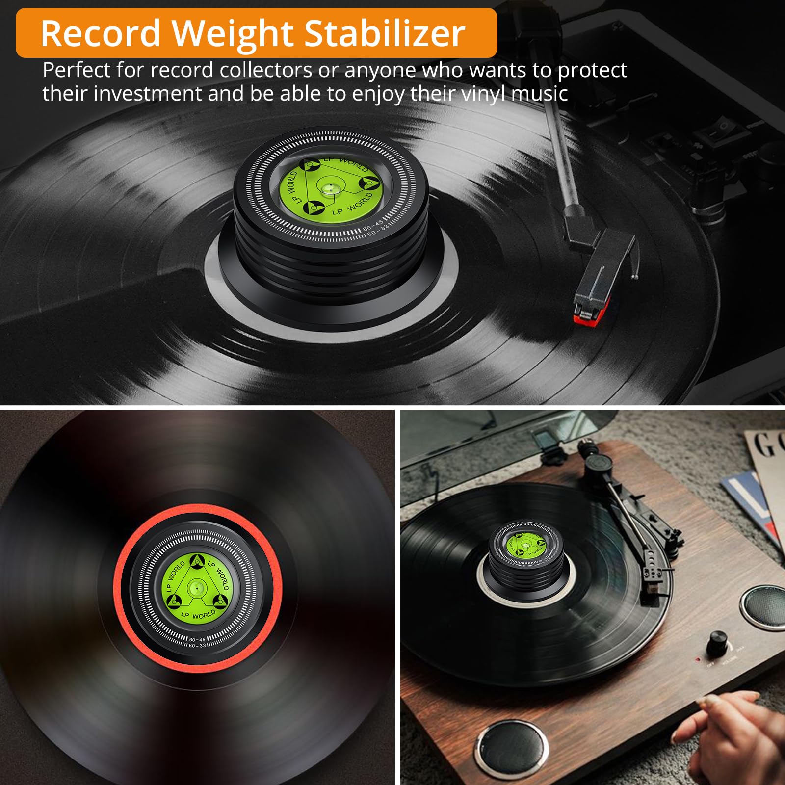 Neoteck stabilizator do gramofonu stabilizator ciężarowy stabilizator płyt gramofonowych stabilizator LP 60Hz 266 g ciężar płyt gramofonowych do gramofonu z płytami winylowymi LP
