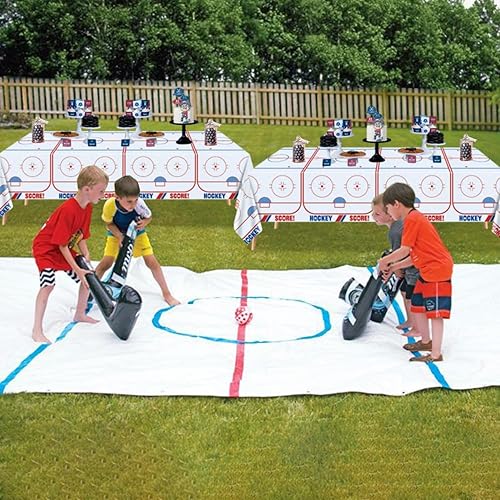 Miniatura 7 de PIXHOTUL 4 manteles de mesa de hockey para pista de hockey, decoraciones de fiesta de hockey para niños, fanáticos del hockey, cumpleaños, día