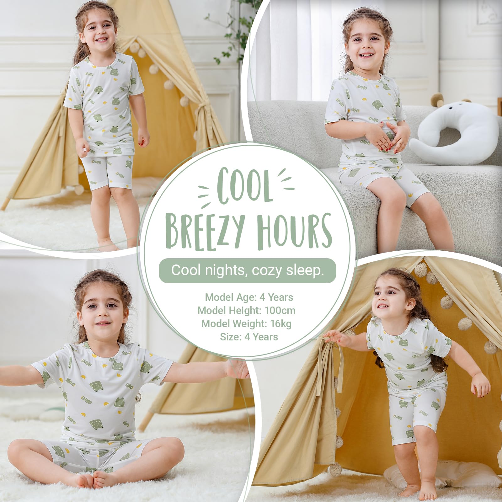 HAHASHOW Pigiama Bambina Estivo bambù Completi Estivi Bambino Traspirante Maglietta Bambino e Pantaloncini Bambina 2-8 Anni